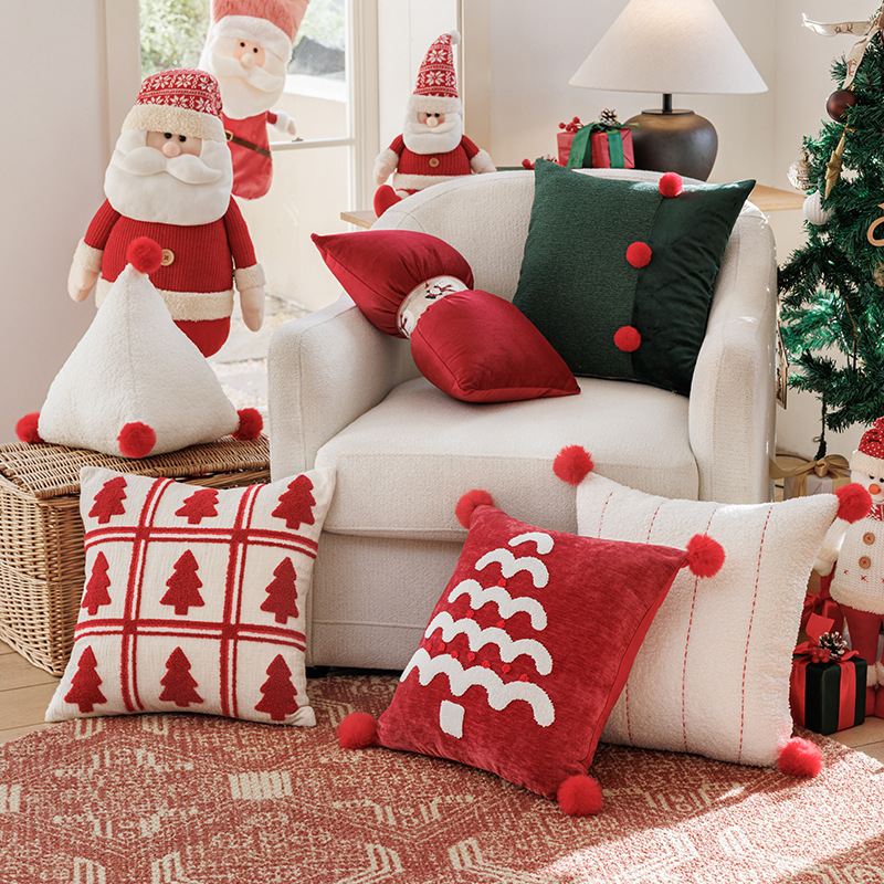 Embroidery Xmas Tree - Fodera per cuscino natalizia con ricamo