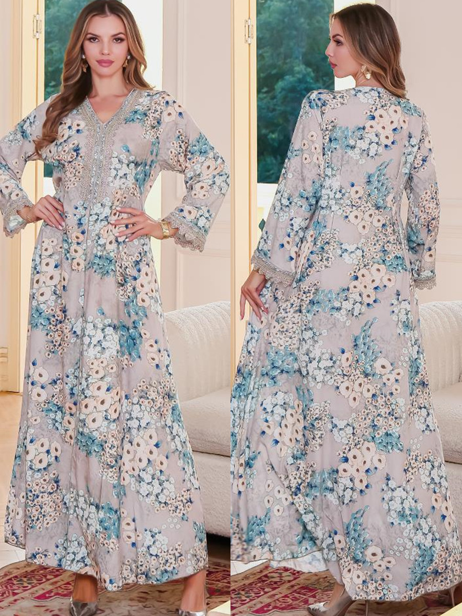 Donne musulmane Dubai Abaya lu - Embroidery Kebaya recensione e prezzo