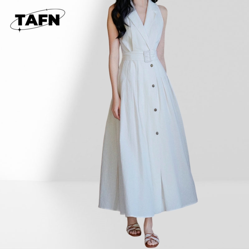 Abito midi da ufficio alla mod - Linen Fabric Natural recensione e prezzo