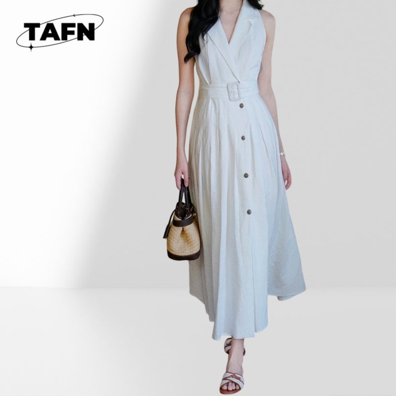 Abito midi da ufficio alla mod - Linen Fabric Natural recensione e prezzo